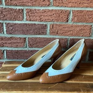 Gorgeous Women Tan/White Pamps Shoes Made in Italy 9B